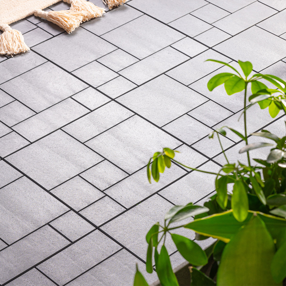Mosaic Composite Interlocking Decking Tiles - Light Grey - Pack of 40