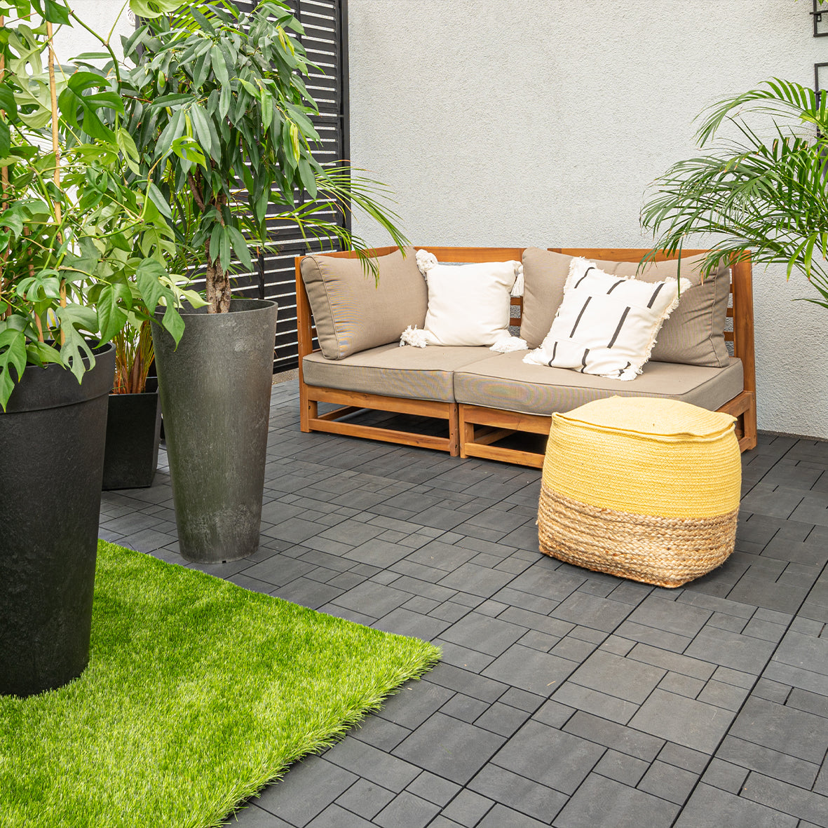 Mosaic Composite Interlocking Decking Tiles - Graphite - Pack of 40