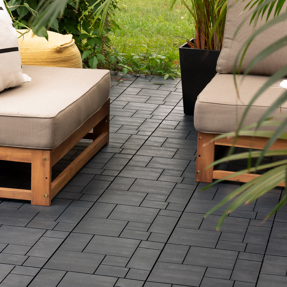 Mosaic Composite Interlocking Decking Tiles - Graphite - Pack of 40