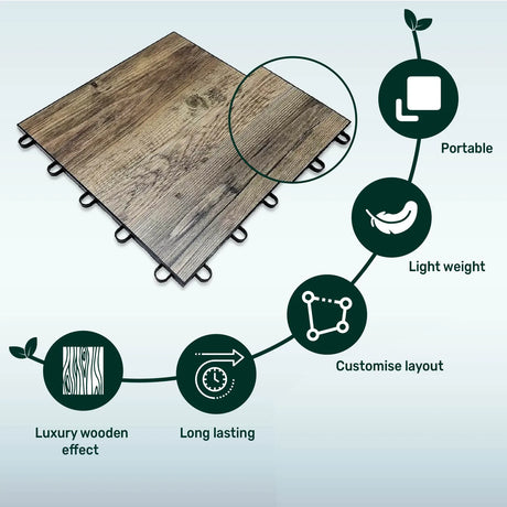 Oak Wood Effect Portable Modular Floor Kit 46cm x 46cm