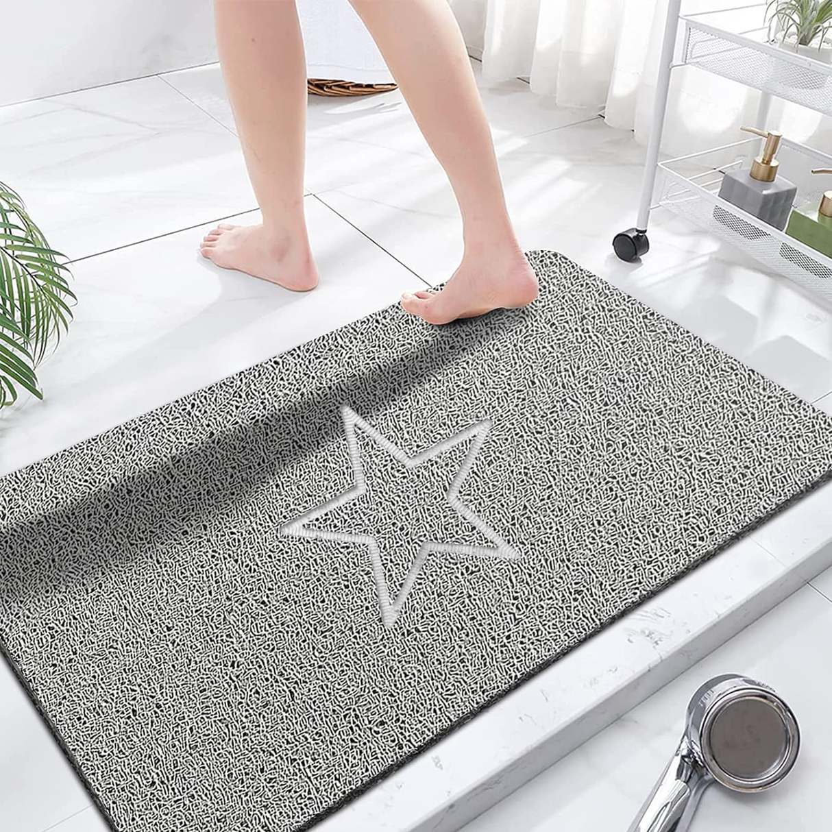 Embossed Spaghetti Loofah Anti Slip Shower Mat - Star