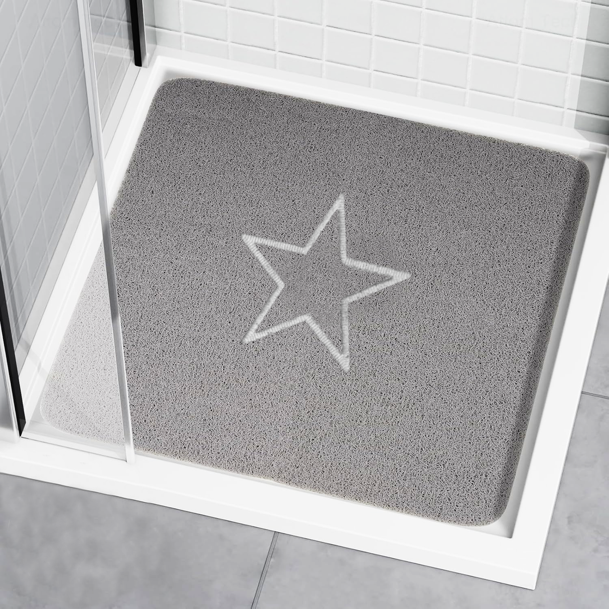 Embossed Spaghetti Loofah Anti Slip Shower Mat - Star