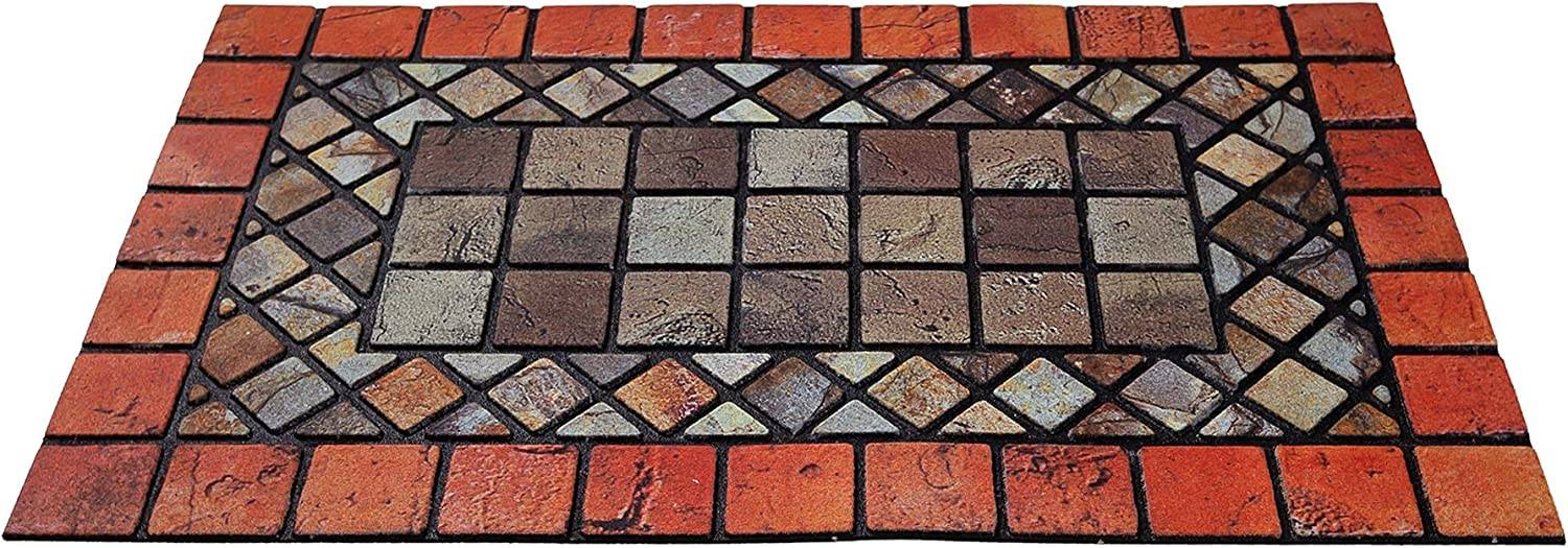 Nicoman Elegant Tile Effect Doormat - Red Edge
