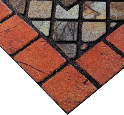 Rectangular Tile Barrier Door Mat - Red Edge