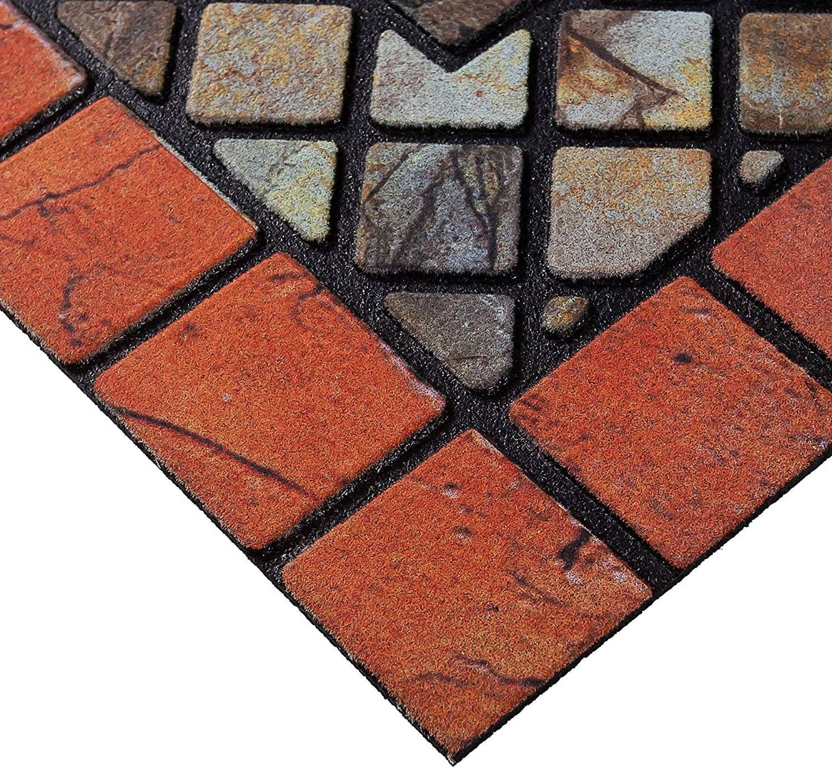 Nicoman Elegant Tile Effect Doormat - Red Edge