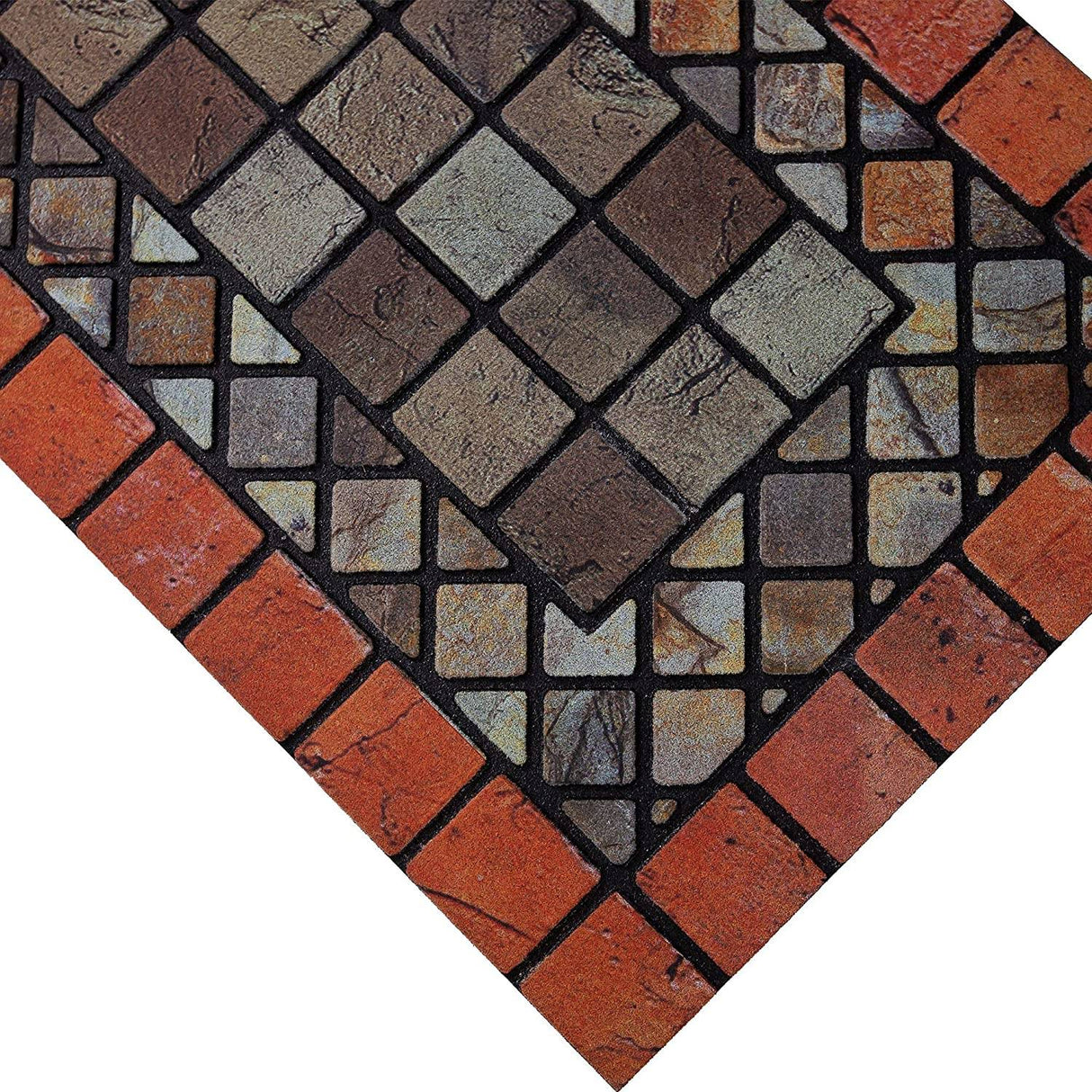 Nicoman Elegant Tile Effect Doormat - Red Edge