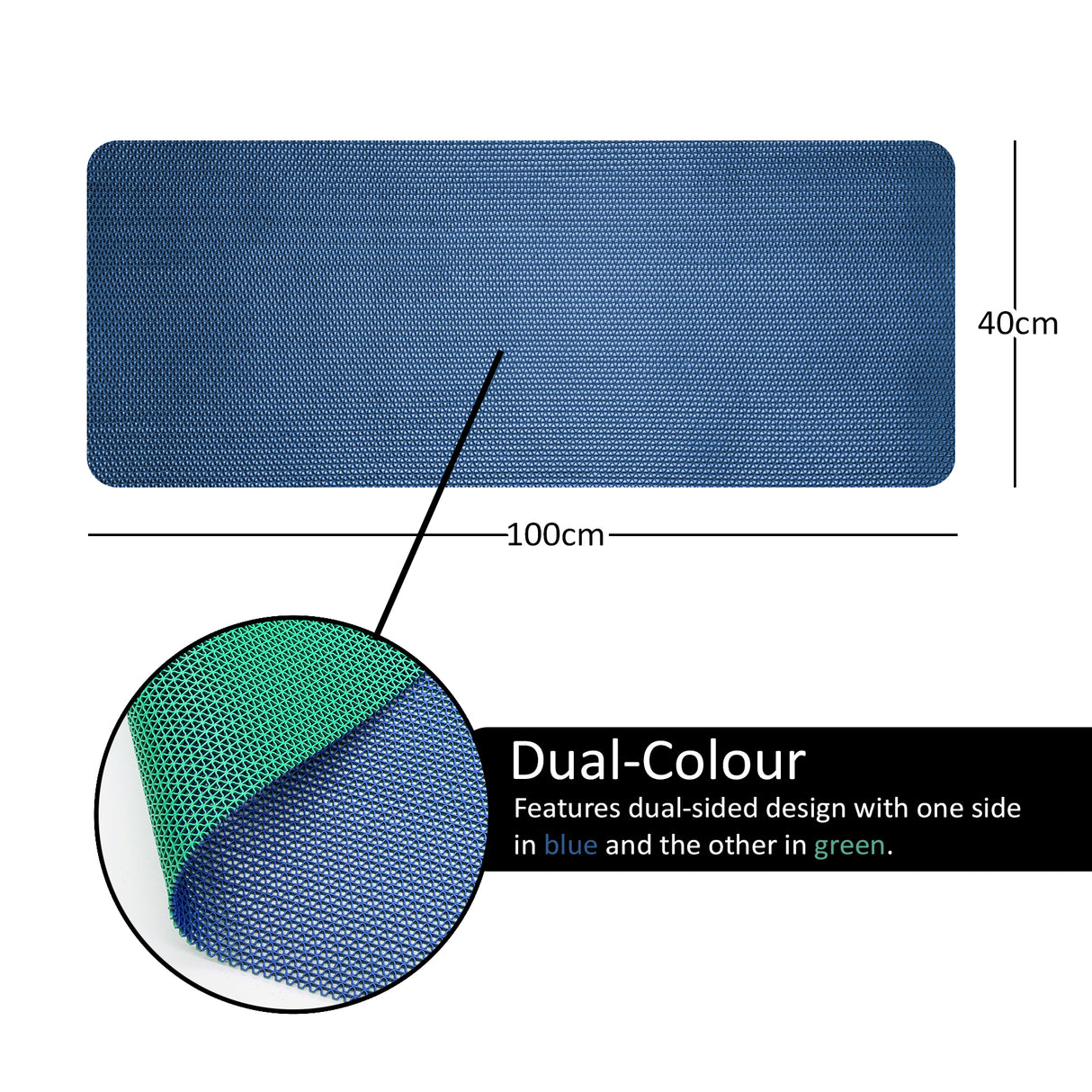 Nicoman Reversible Dual-Colour PVC Shower Bathroom Anti slip Mat