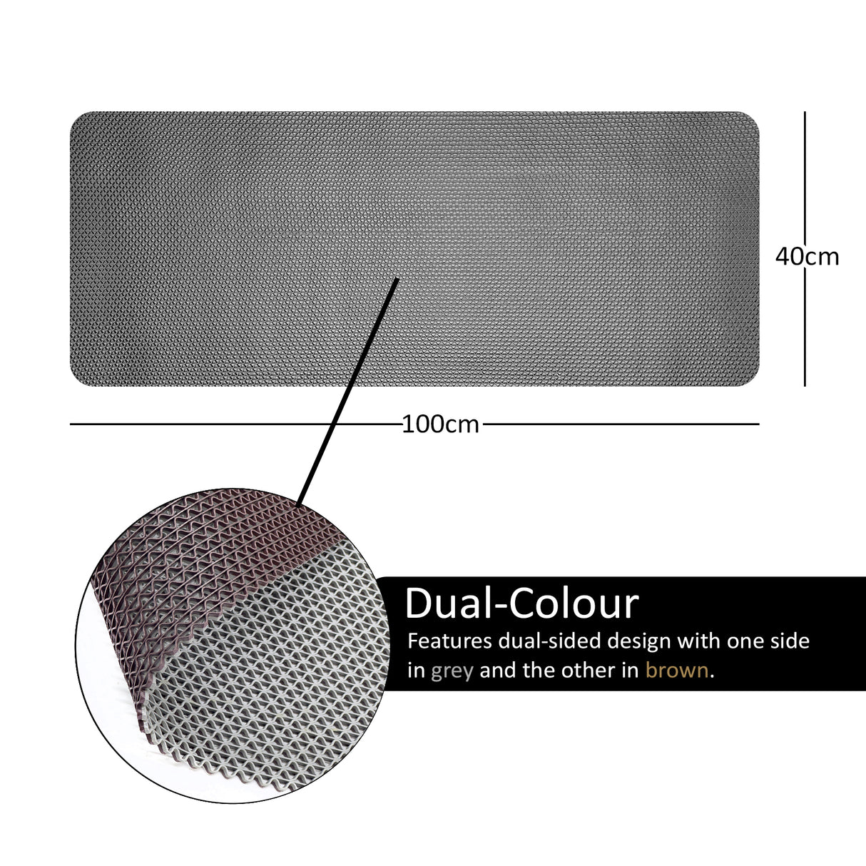 Nicoman Reversible Dual-Colour PVC Shower Bathroom Anti slip Mat