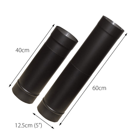 Flue Pipe Straight Adjustable 400-600mm for 5" inch (125mm) Stove Flue Systems