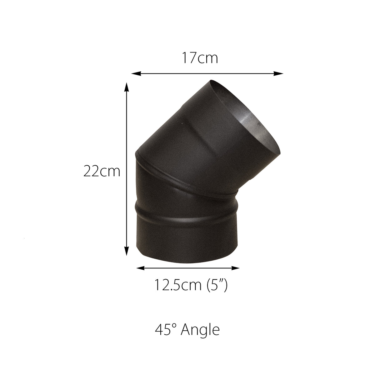 Flue Pipe Elbow Bend 5inch - 45 Degree