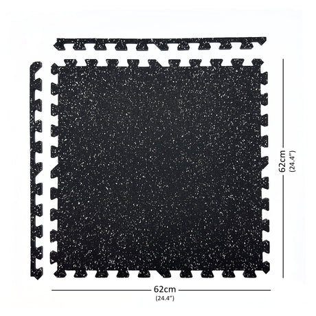 Interlocking Rubber Topped Anti Vibration Foam Mats - 62cm x 62cm - 14mm Thick