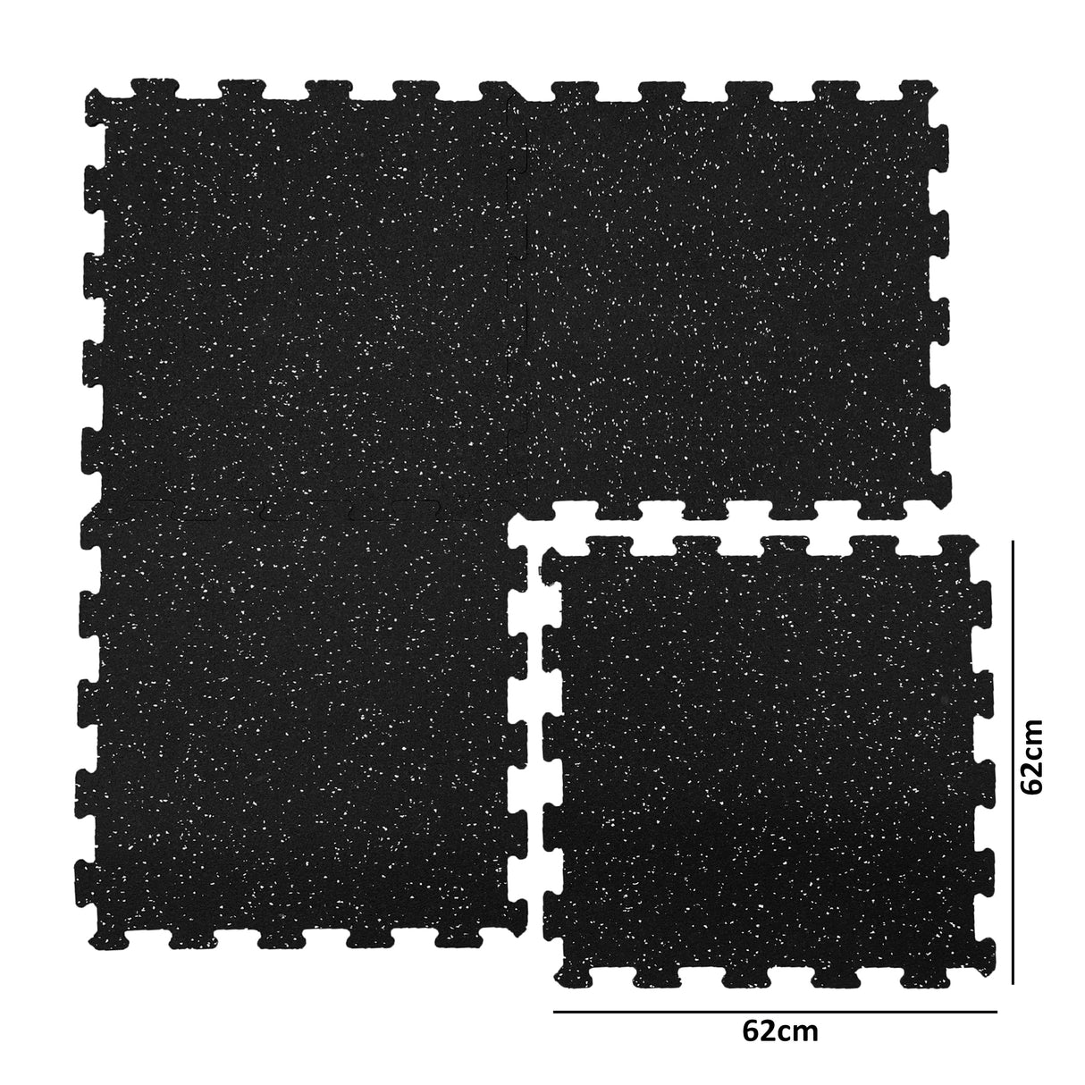 Interlocking Rubber Topped Anti Vibration Foam Mats - 62cm x 62cm - 14mm Thick