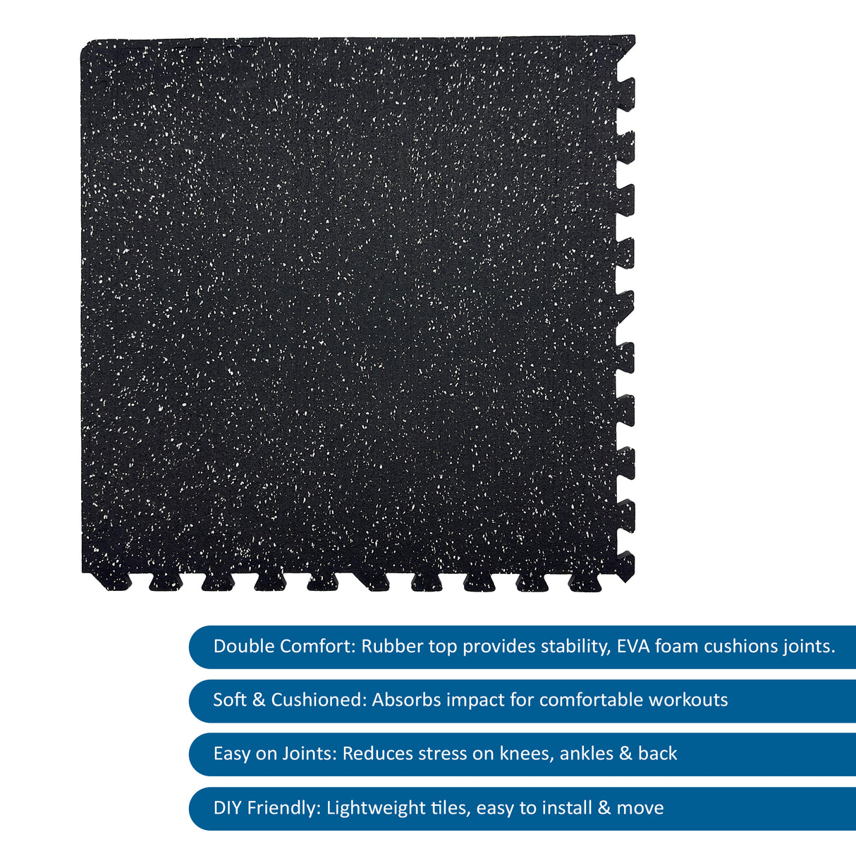 Interlocking Rubber Topped Foam Mats - 62cm x 62cm - 8mm Thick