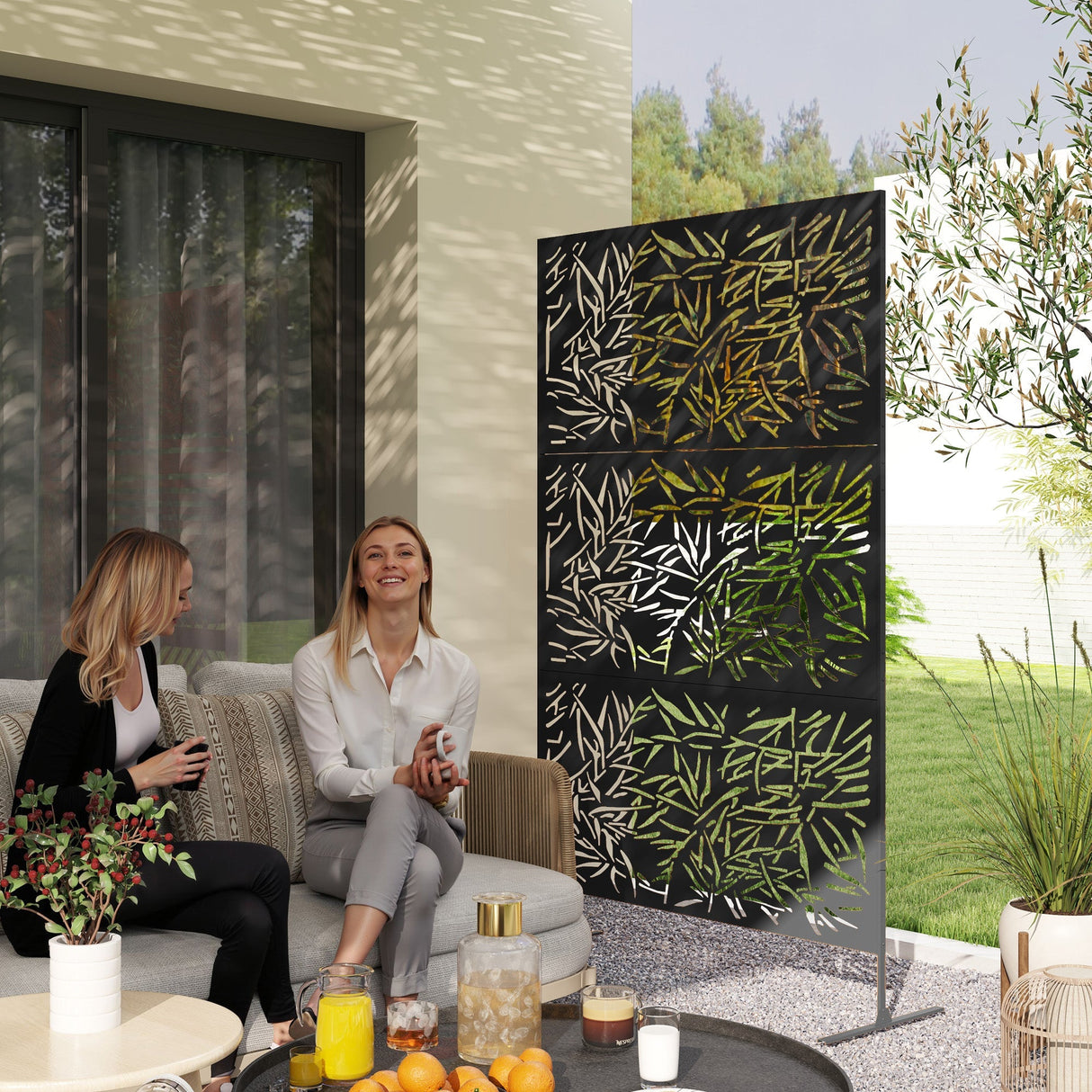 Freestanding Outdoor Privacy Screen with Stand 122cm x 198cm - Bamboo Style