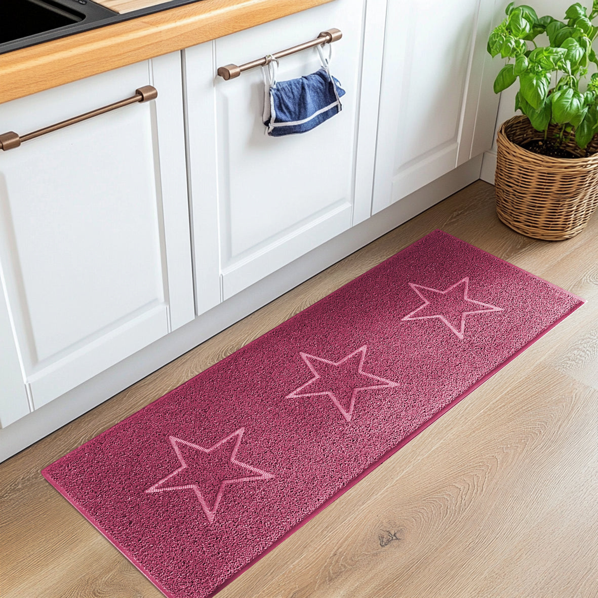 Embossed Triple Star Home Entrance Runner Mat - Multiple Colours