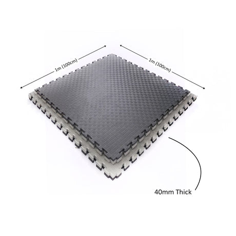 40mm Premium Reversible EVA Tatami Foam Mats - Black and Grey