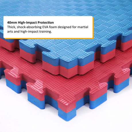 40mm Premium Reversible EVA Tatami Foam Mats - Red and Blue
