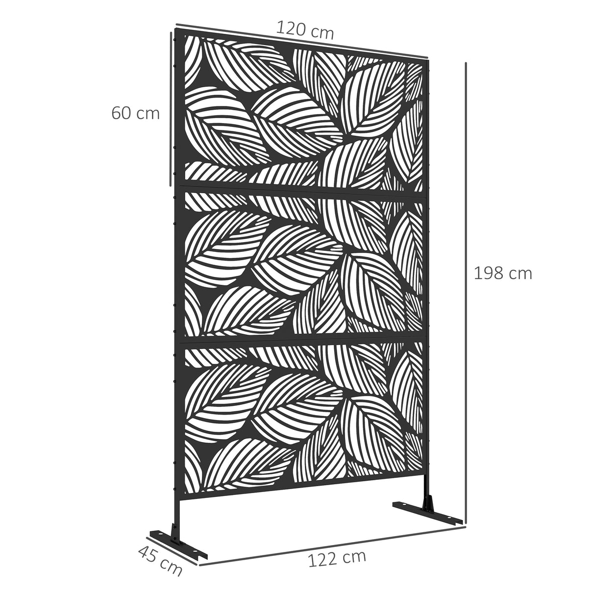 Freestanding Outdoor Privacy Screen with Stand 122cm x 198cm - Black Leaf