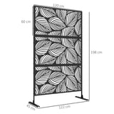 Freestanding Outdoor Privacy Screen with Stand 122cm x 198cm - Black Leaf