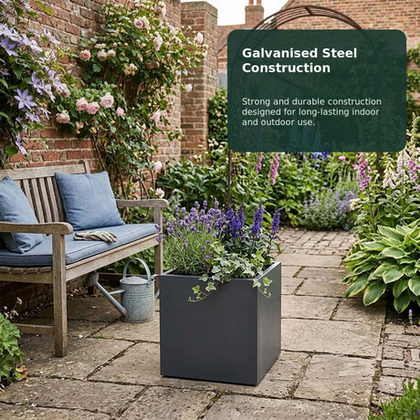 Galvanised Steel Cube Metal Planter 50x50x50cm