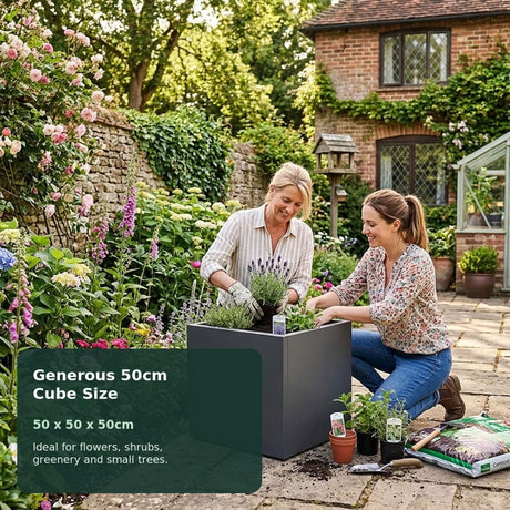 Galvanised Steel Cube Metal Planter 50x50x50cm