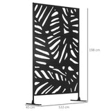 Freestanding Outdoor Privacy Screen, Decorative Metal Garden Divider with Stand for Deck, Pool, 48" x 78" Black