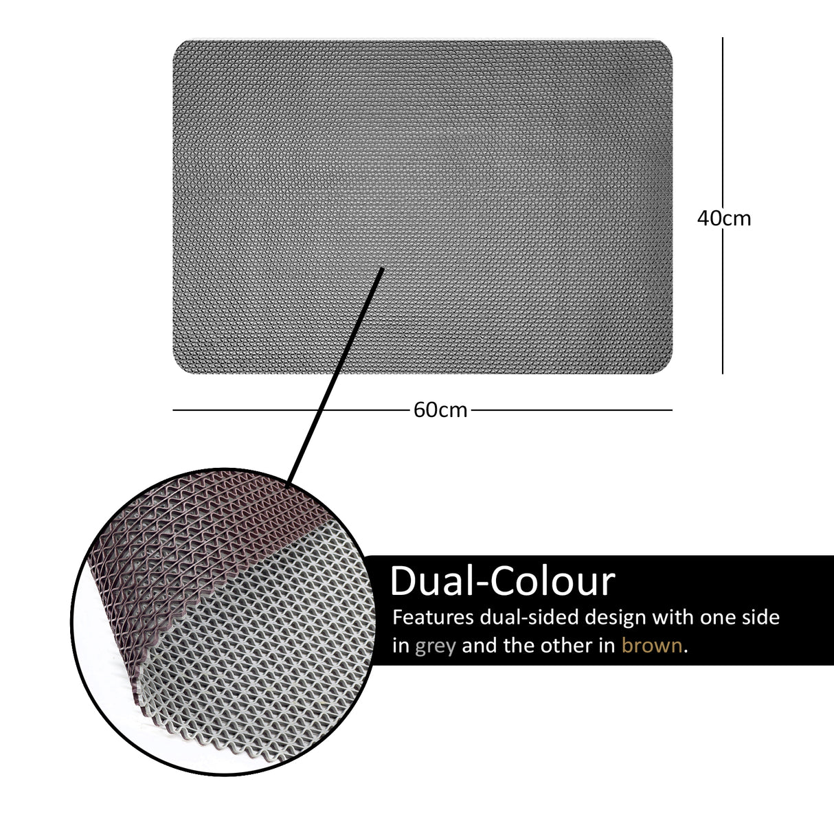 Nicoman Reversible Dual-Colour PVC Shower Bathroom Anti slip Mat