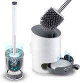 Nicoman Round White Toilet Brush & Holder With Silicone Head and Dry Pad