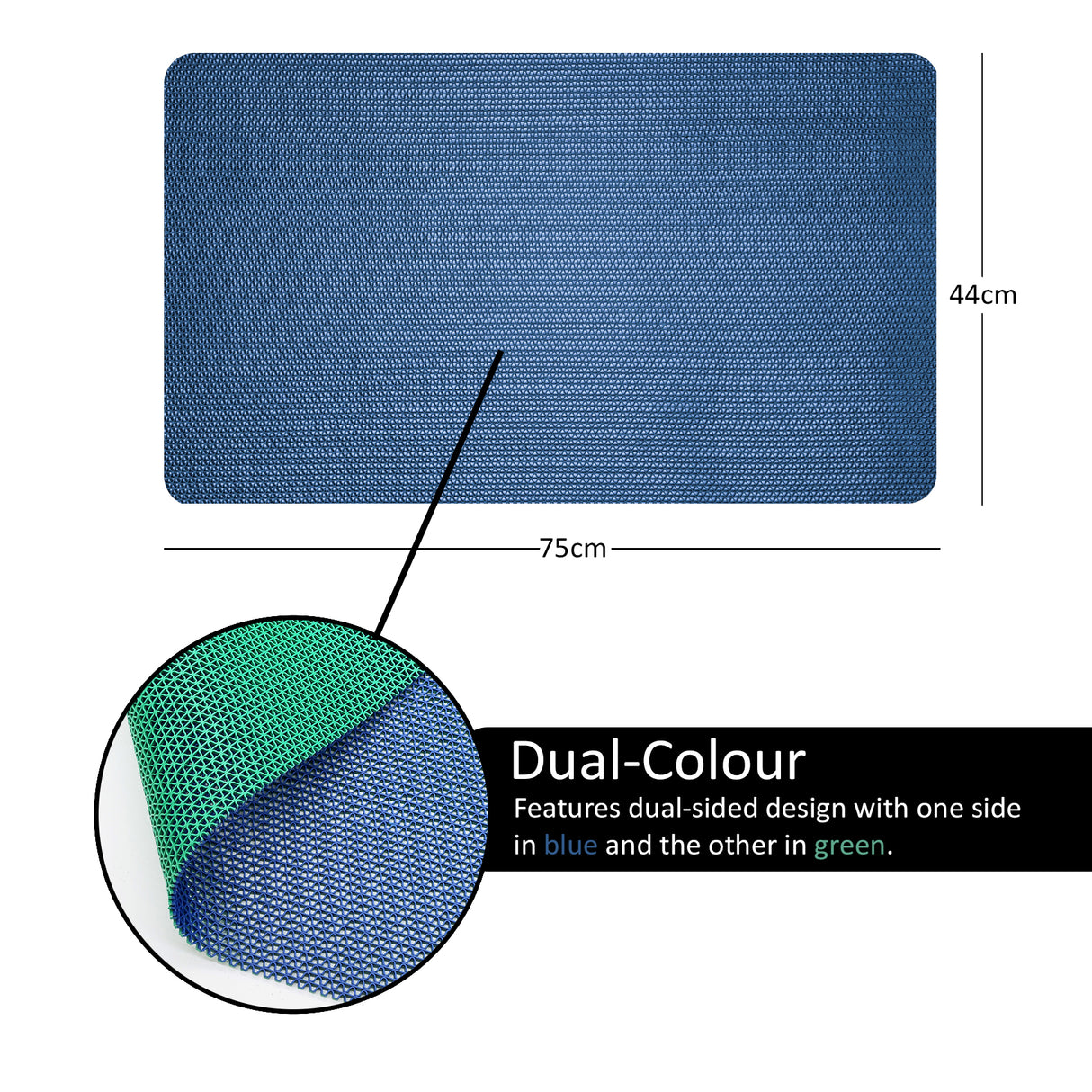 Nicoman Reversible Dual-Colour PVC Shower Bathroom Anti slip Mat