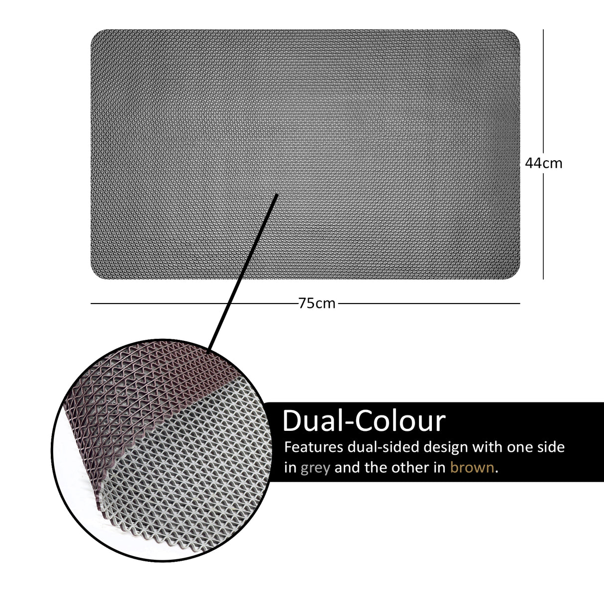 Nicoman Reversible Dual-Colour PVC Shower Bathroom Anti slip Mat