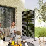 Freestanding Outdoor Privacy Screen with Stand 122cm x 198cm - Slats