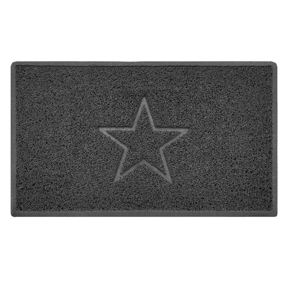 Indoor Spaghetti Door Mat Embossed Star - Dark Grey