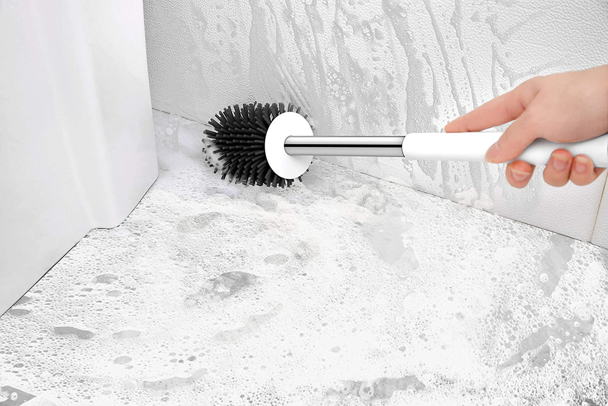 Nicoman Squircle White Toilet Brush & Holder With Silicone Head