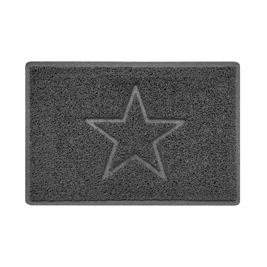 Indoor Spaghetti Door Mat Embossed Star - Dark Grey