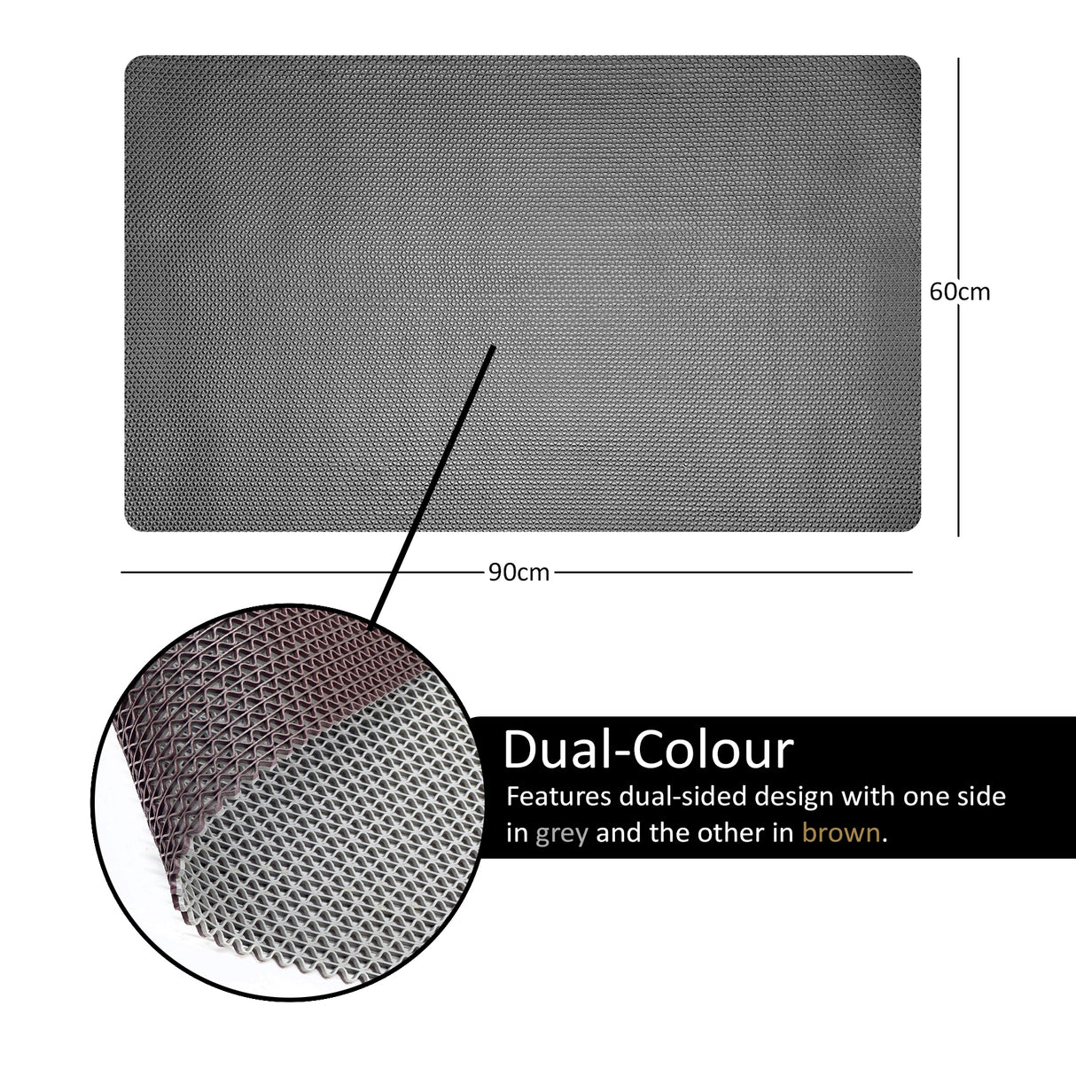 Nicoman Reversible Dual-Colour PVC Shower Bathroom Anti slip Mat