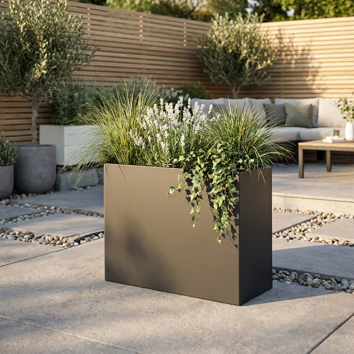 Galvanised Steel Trough Metal Planter - 90cm x 82cm