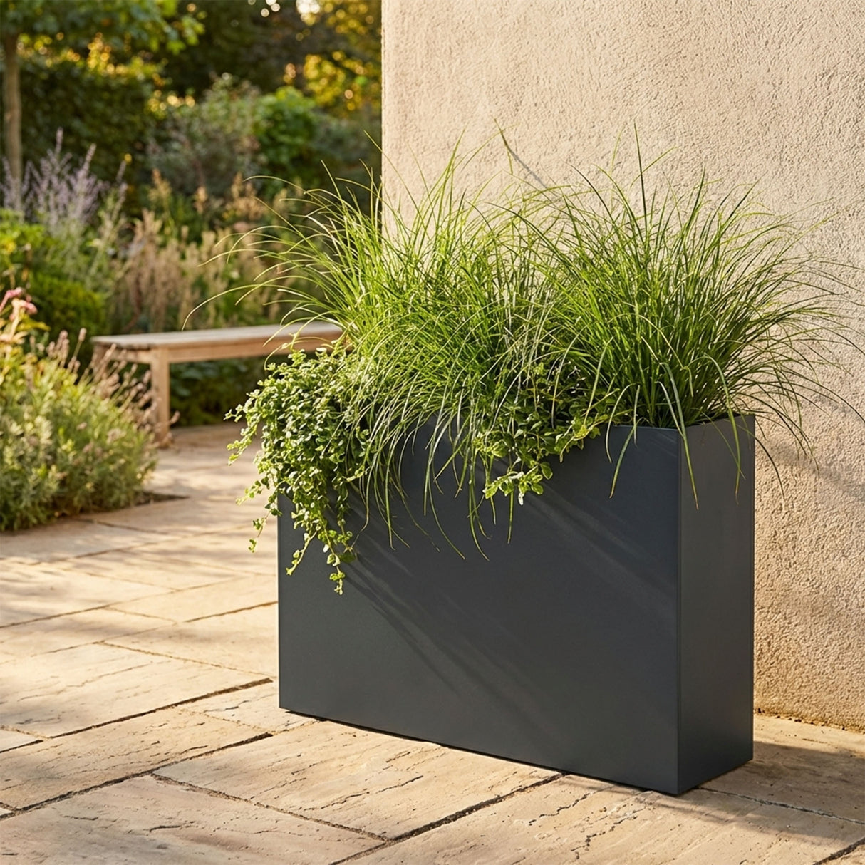 Galvanised Steel Trough Metal Planter 90cm x 82cm - Anthracite Grey
