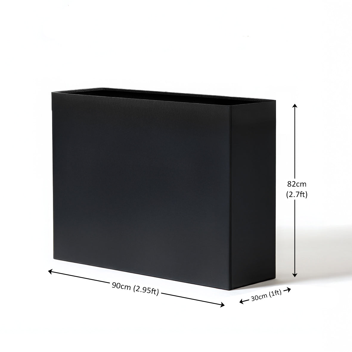 Galvanised Matte Black Trough Planter - 90cm x 82cm