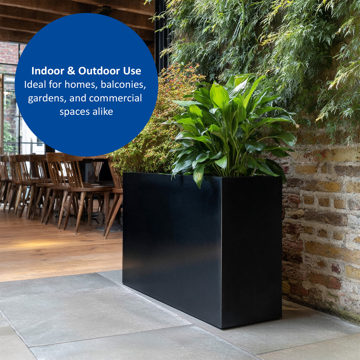 Galvanised Matte Black Trough Planter - 90cm x 82cm