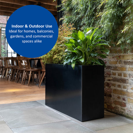 Galvanised Matte Black Trough Metal Planter - 90cm x 82cm