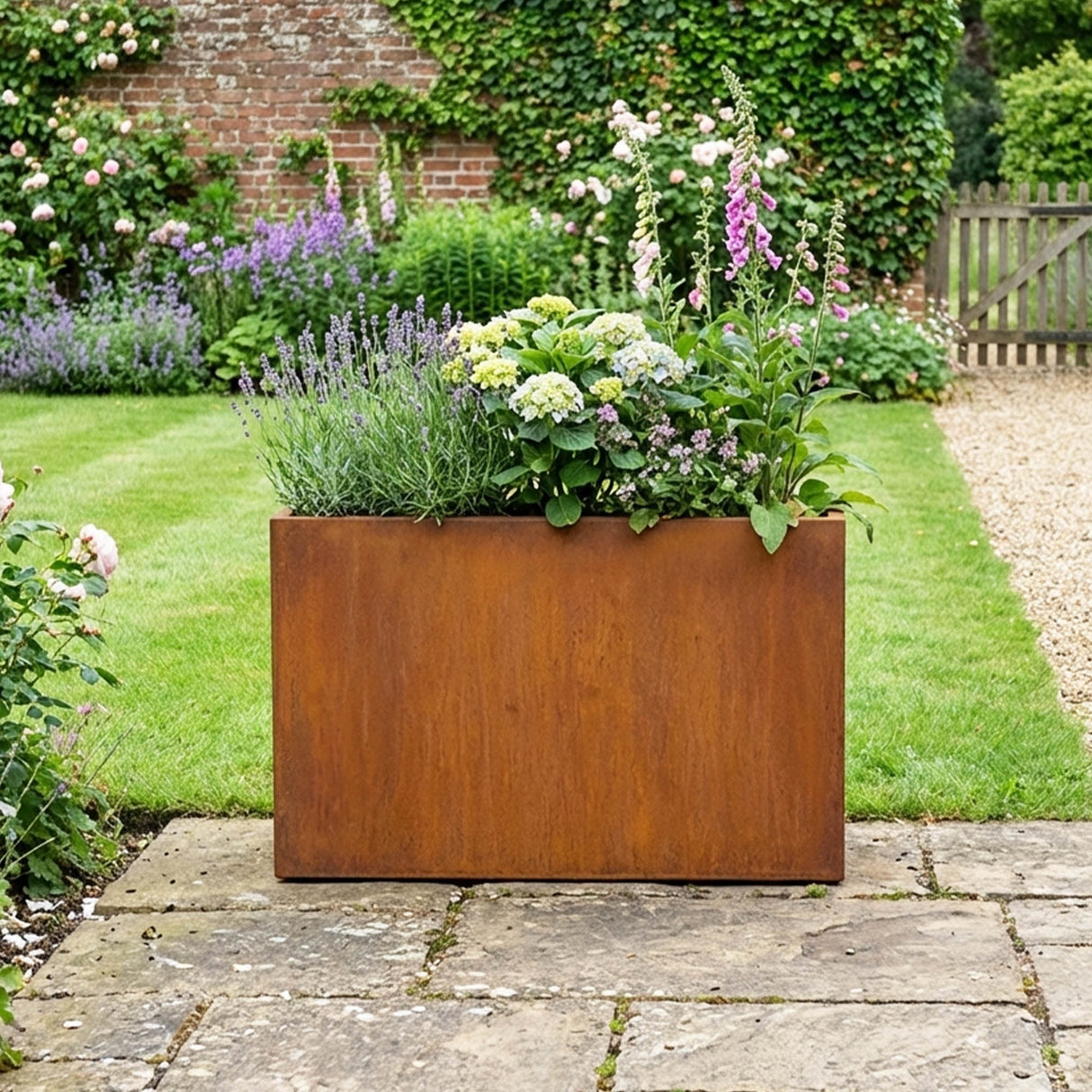 Galvanised Steel Trough Metal Planter 90cm x 82cm - Pre-Rusted