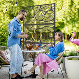 Freestanding Outdoor Privacy Screen with Stand 122cm x 198cm - Black Leaf