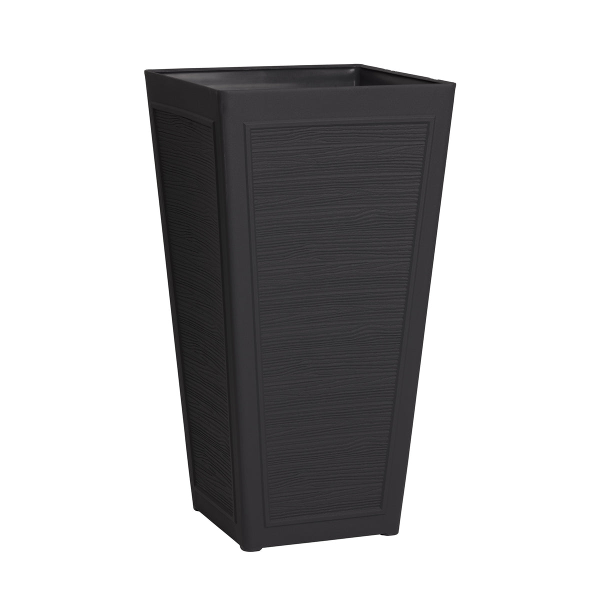 Avondale Black Plaster Wood Recycled Rubber Tall Planter Pot