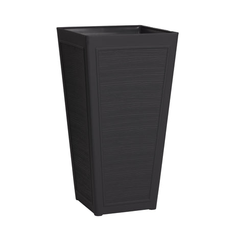 Avondale Black Plaster Wood Recycled Rubber Tall Planter Pot