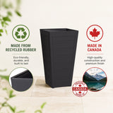 Avondale Black Plaster Wood Recycled Rubber Tall Planter Pot