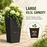 Avondale Black Plaster Wood Recycled Rubber Tall Planter Pot