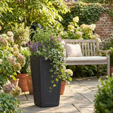 Avondale Black Plaster Wood Recycled Rubber Tall Planter Pot