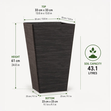 Avondale Black Seagrass Recycled Rubber Plant Pot