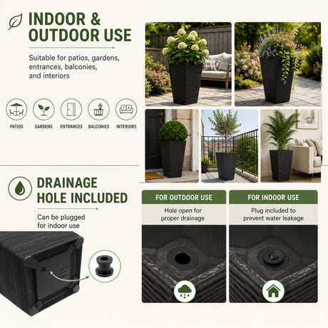 Avondale Black Seagrass Recycled Rubber Plant Pot