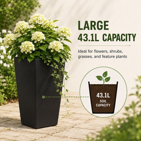 Avondale Black Smooth Recycled Rubber Plant Pot